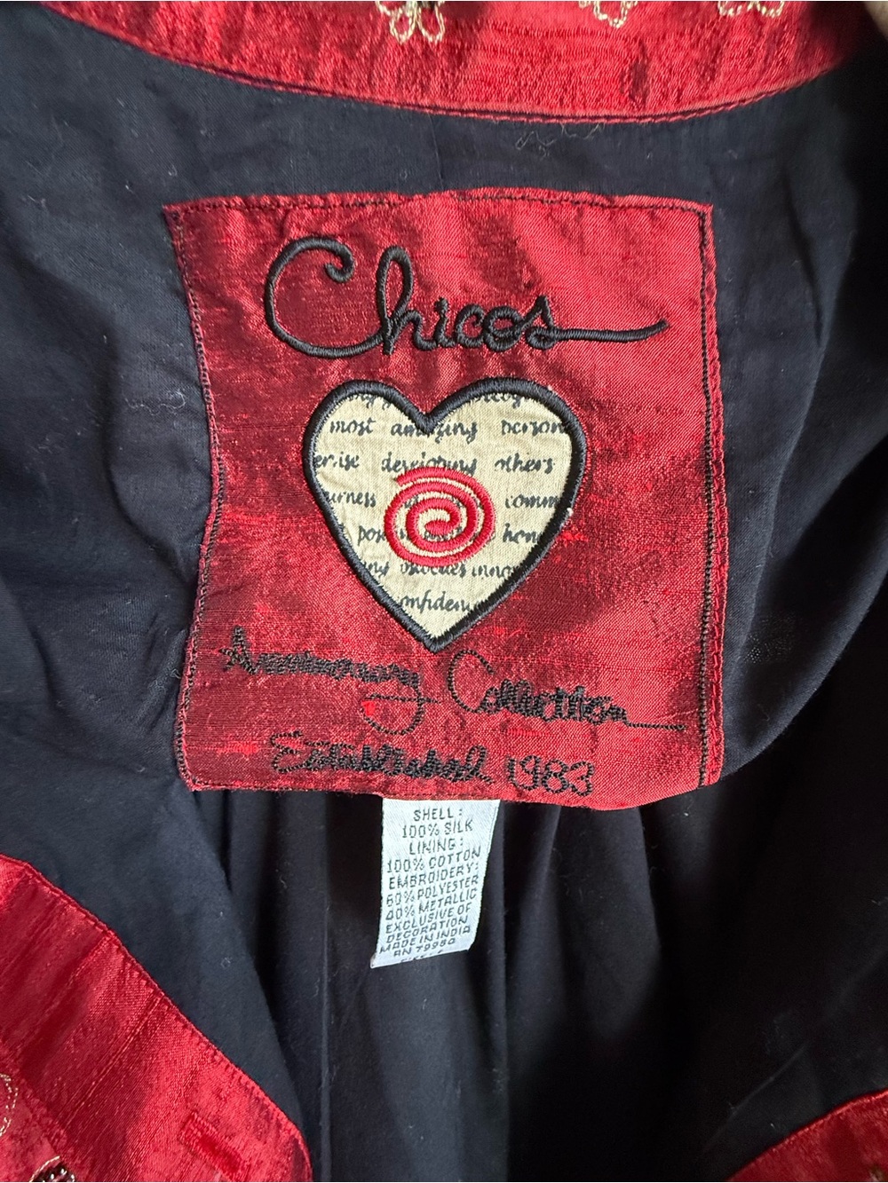 Chico's Y2K Vintage Anniversary Collection Silk Beaded Sequin Jacket Top | M - Picture 5 of 10